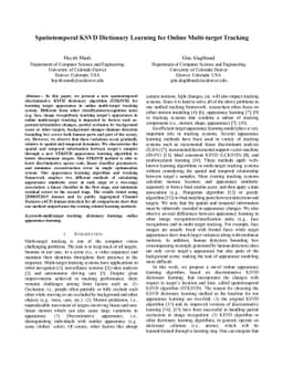 Spatiotemporal KSVD Dictionary Learning for Online Multi-target Tracking