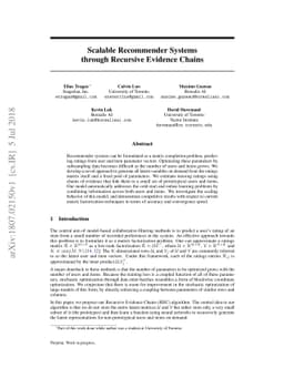 Scalable Recommender Systems through Recursive Evidence Chains