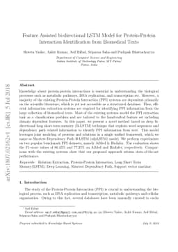 Feature Assisted bi-directional LSTM Model for Protein-Protein
  Interaction Identification from Biomedical Texts