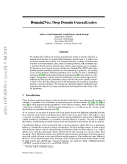 Domain2Vec: Deep Domain Generalization