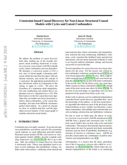 Constraint-based Causal Discovery for Non-Linear Structural Causal
  Models with Cycles and Latent Confounders