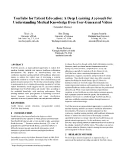 YouTube for Patient Education: A Deep Learning Approach for
  Understanding Medical Knowledge from User-Generated Videos