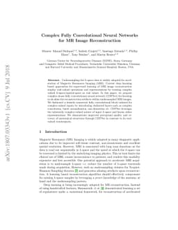 Complex Fully Convolutional Neural Networks for MR Image Reconstruction