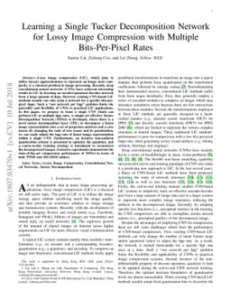 Learning a Single Tucker Decomposition Network for Lossy Image
  Compression with Multiple Bits-Per-Pixel Rates