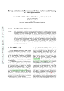 Privacy and Fairness in Recommender Systems via Adversarial Training of
  User Representations