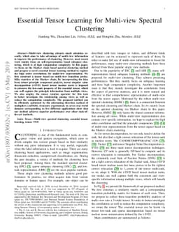 Essential Tensor Learning for Multi-view Spectral Clustering