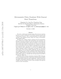 Deterministic Policy Gradients With General State Transitions