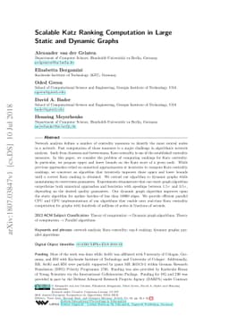 Scalable Katz Ranking Computation in Large Static and Dynamic Graphs