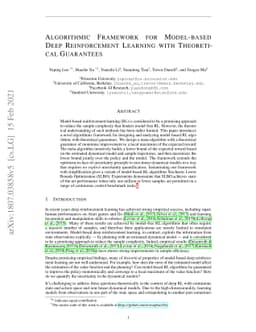 Algorithmic Framework for Model-based Deep Reinforcement Learning with
  Theoretical Guarantees
