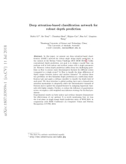 Deep attention-based classification network for robust depth prediction