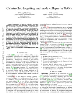 On Catastrophic Forgetting and Mode Collapse in Generative Adversarial
  Networks