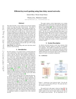 Efficient keyword spotting using time delay neural networks