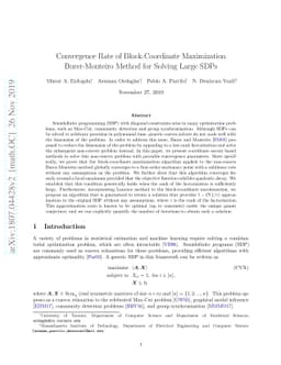 Convergence Rate of Block-Coordinate Maximization Burer-Monteiro Method
  for Solving Large SDPs