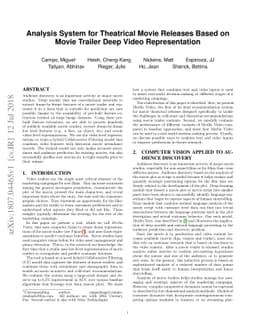 Competitive Analysis System for Theatrical Movie Releases Based on Movie
  Trailer Deep Video Representation