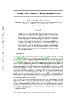 Training Neural Networks Using Features Replay