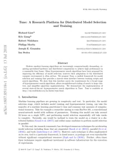 Tune: A Research Platform for Distributed Model Selection and Training