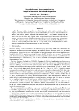 Deep Enhanced Representation for Implicit Discourse Relation Recognition