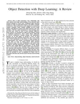 Object Detection with Deep Learning: A Review