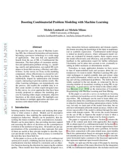 Boosting Combinatorial Problem Modeling with Machine Learning