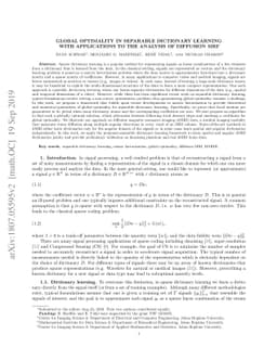 Global Optimality in Separable Dictionary Learning with Applications to
  the Analysis of Diffusion MRI