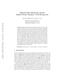 Optional Data Disclosure and the Online Privacy Paradox: A UK
  Perspective