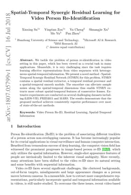 Spatial-Temporal Synergic Residual Learning for Video Person
  Re-Identification