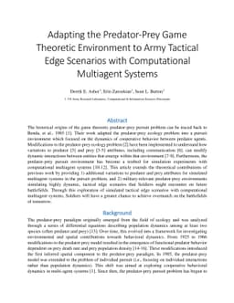 Adapting the Predator-Prey Game Theoretic Environment to Army Tactical
  Edge Scenarios with Computational Multiagent Systems
