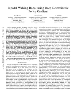Bipedal Walking Robot using Deep Deterministic Policy Gradient