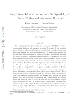 Noisy Private Information Retrieval: On Separability of Channel Coding
  and Information Retrieval
