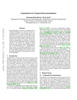 Explanations for Temporal Recommendations