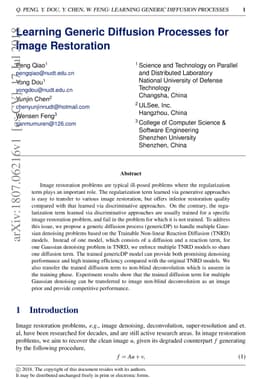 Learning Generic Diffusion Processes for Image Restoration