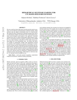 Hierarchical Multitask Learning for CTC-based Speech Recognition