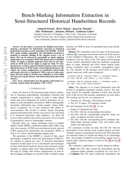Bench-Marking Information Extraction in Semi-Structured Historical
  Handwritten Records