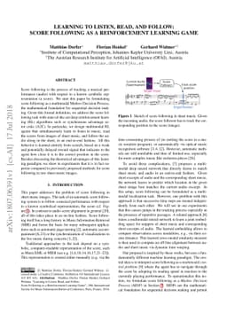 Learning to Listen, Read, and Follow: Score Following as a Reinforcement
  Learning Game
