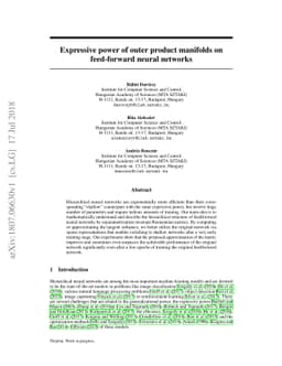 Expressive power of outer product manifolds on feed-forward neural
  networks
