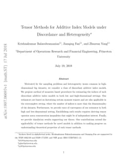Tensor Methods for Additive Index Models under Discordance and
  Heterogeneity