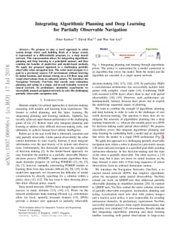 Integrating Algorithmic Planning and Deep Learning for Partially
  Observable Navigation