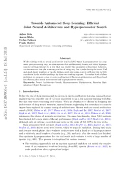 Towards Automated Deep Learning: Efficient Joint Neural Architecture and
  Hyperparameter Search