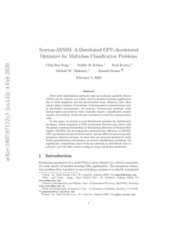 Newton-ADMM: A Distributed GPU-Accelerated Optimizer for Multiclass
  Classification Problems