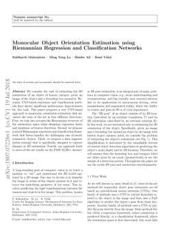 Monocular Object Orientation Estimation using Riemannian Regression and
  Classification Networks