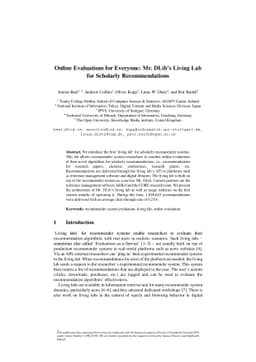 Online Evaluations for Everyone: Mr. DLib's Living Lab for Scholarly
  Recommendations