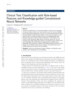 Clinical Text Classification with Rule-based Features and
  Knowledge-guided Convolutional Neural Networks