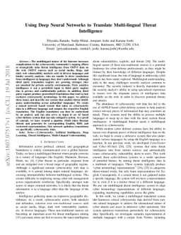 Using Deep Neural Networks to Translate Multi-lingual Threat
  Intelligence