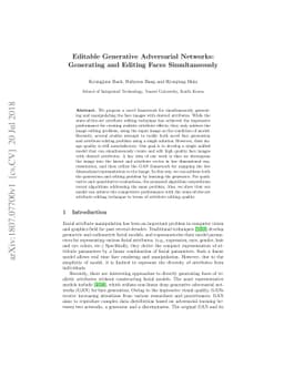 Editable Generative Adversarial Networks: Generating and Editing Faces
  Simultaneously