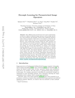 Decouple Learning for Parameterized Image Operators