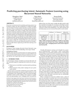 Predicting purchasing intent: Automatic Feature Learning using Recurrent
  Neural Networks