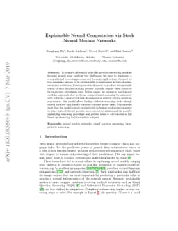 Explainable Neural Computation via Stack Neural Module Networks