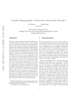 Invisible Steganography via Generative Adversarial Networks