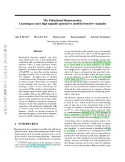 The Variational Homoencoder: Learning to learn high capacity generative
  models from few examples