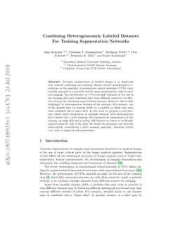 Combining Heterogeneously Labeled Datasets For Training Segmentation
  Networks